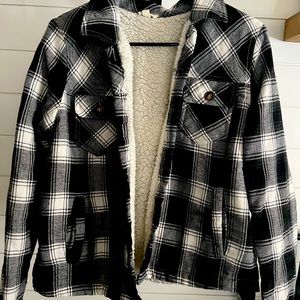 Insulated flannel jacket with fur